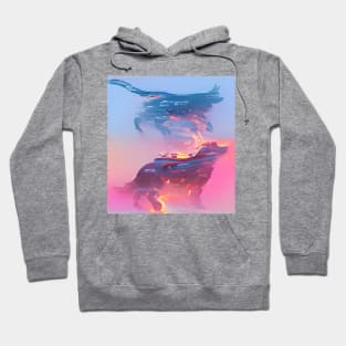 cat and dog water and fire Hoodie